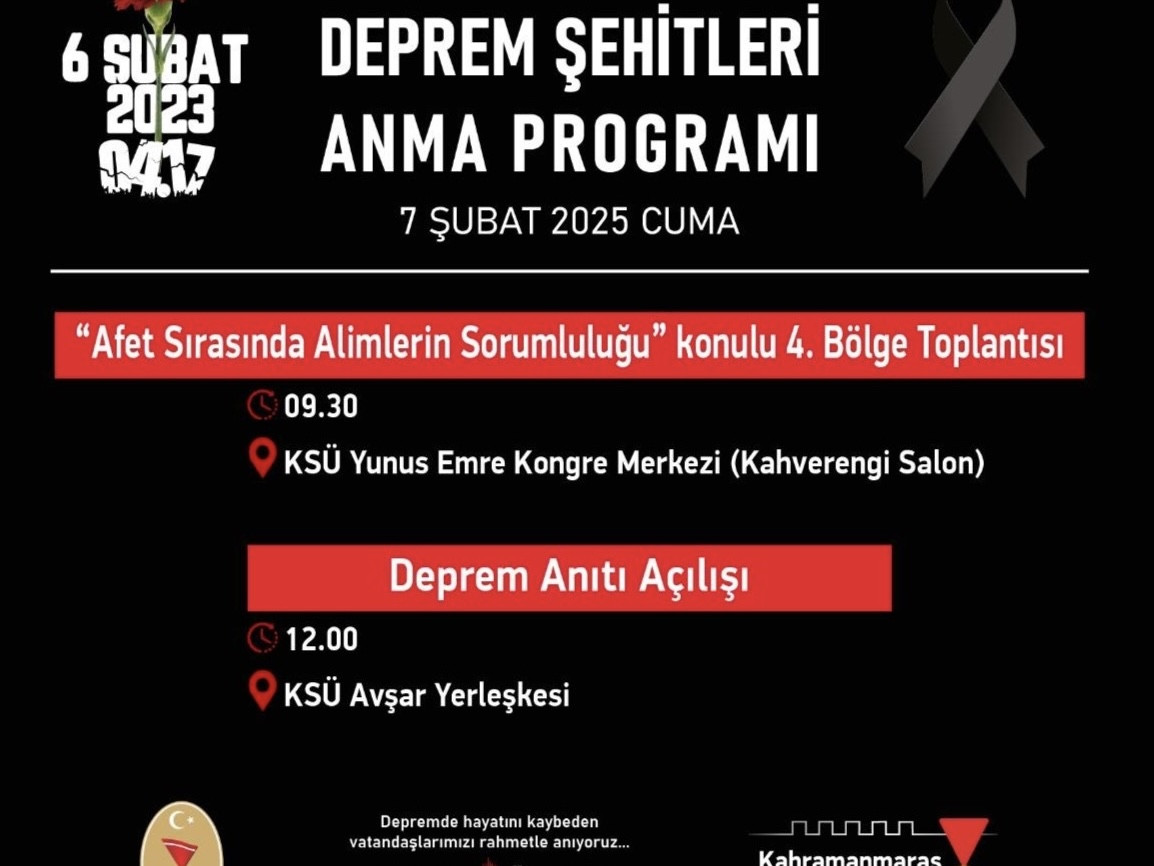 Deprem Şehitleri İçin Anma Programı: 7 Şubat’ta Son Buluşma